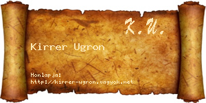 Kirrer Ugron névjegykártya